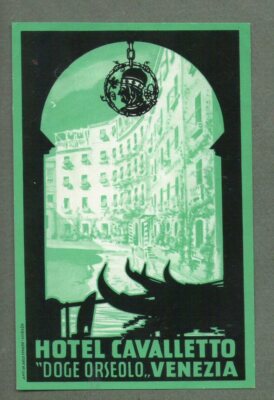 Étiquette De Bagage Ancienne – Albergo Cavalletto Venezia (Hôtel Label Vintage)