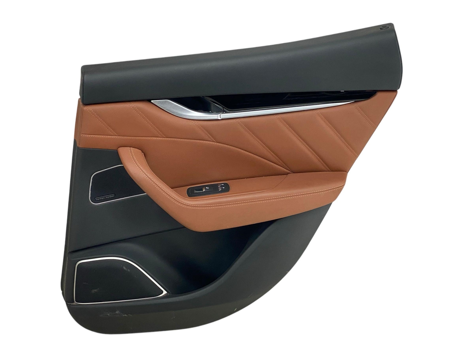 2017-2022 MASERATI LEVANTE REAR RIGHT INTERIOR LEATHER DOOR PANEL BLACK & TAN