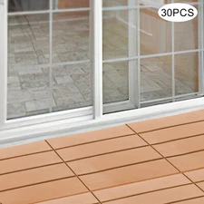 30X Plastic Interlocking Deck Tiles Dark Wood Grain Outdoor Patio Pavers 12"x12"