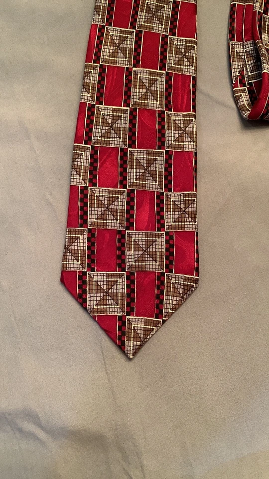 Corbata de cuello Anthony Richards roja, negra, marrón 100 % seda para hombre hecha en Estados Unidos Foto 2 de 4