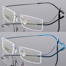 Progressive Multifocal Photochromic Rimless Memory Alloy Reading Glass Customize