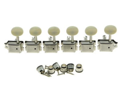Nickel w/ Ivory Lefty Split Shaft Vintage Tuning Keys Tuners for Strat Tele