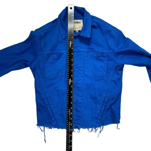 L'Agence Damen blau kobalt roher Saum dehnbar Janelle Jeansjacke Gr. Small - Bild 7 von 7