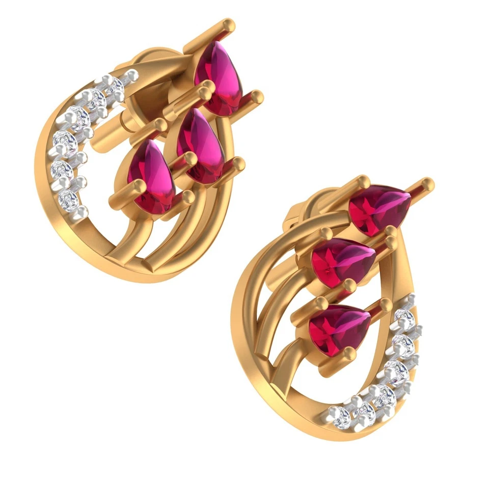 Colgante y aretes de diamantes de oro amarillo de 18 quilates | Diseño floral | 0,11 quilates | VS/SI-IJ Foto 4 de 4