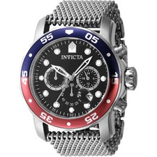 Invicta Men's Watch Pro Diver Chronograph Quartz Black Dial Mesh Bracelet 47630