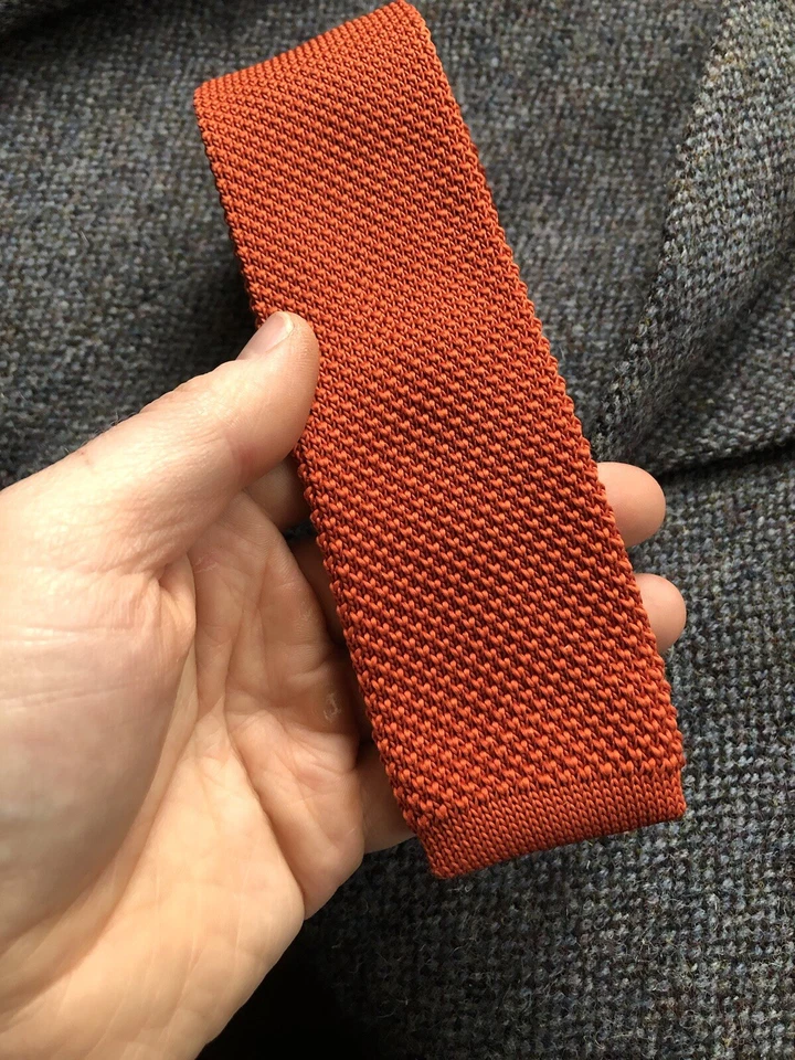Vintage Knit Tie by Moss - Classic Red Brown - Image 2 of 4
