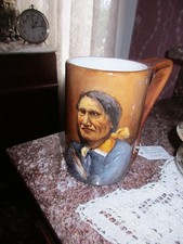  PAIR J.P.L France HAND PAINTED  AMERICAN INDIAN MAN & HOPI PUEBLO WOMAN MUGS