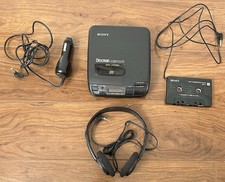 SONY Car Discman MEGA BASS CD Player D-34 CPA-7 Cassette Adapter Charger Tested