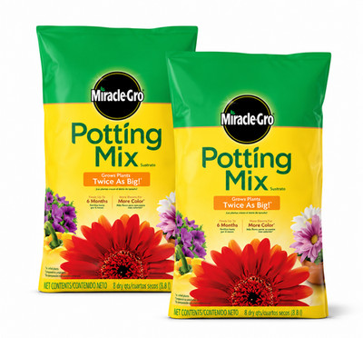 2-Pack Potting Mix Soil 16 Qt for Flowers Vegetables Shrubs Feeds 6 Months