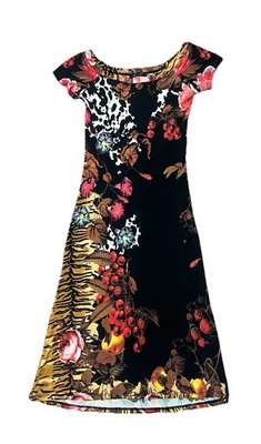 Roberto Cavalli  Totally Awesome  Floral Animal Print Sexy Stretch Dress S-M-L