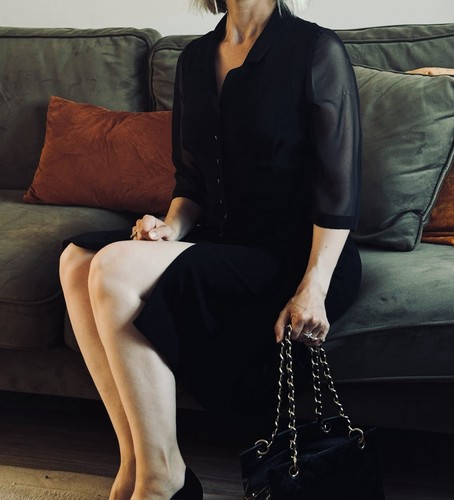 Chanel Boutique Black Wool Dress - Spring/Summer 1995 - Size FR40 - With Receipt - Picture 4 of 11