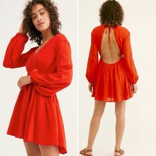 RARE ⚡️ NWT NEW FREE PEOPLE FORMENTERA RED OPEN BACKLESS V-NECK MINI DRESS MED