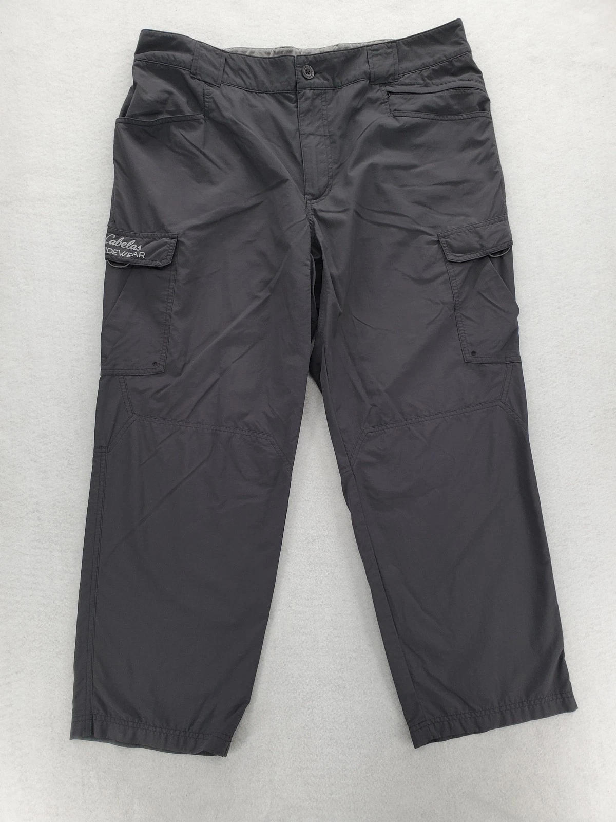 Cabela's Pants Mens XL 30 Black Guidewear Cargo Hiking UPF 50 Nylon Quick Dry
