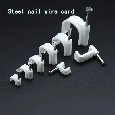 100 Stück Kabelclips 6 mm 9 mm 12 mm | rund weiß Kunststoff Elektrokabel Set Wand