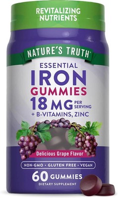 Iron Gummies | 60 Count | Plus Vitamin B Complex and Zinc | by Nature's Truth