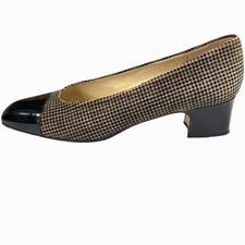 Vintage Etienne Aigner leather multi-tone houndstooth pumps size 7.5N