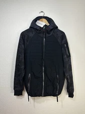 NWT Men’s Black Camo Tactical Jacket Zip Up Military Style Hoodie Size S