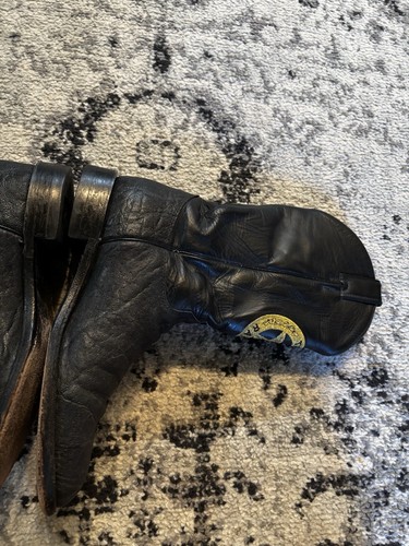 Justin Exotic Texas Rangers Cowboy Boots Size 9.5 B Triple Black Vintage - Picture 7 of 15