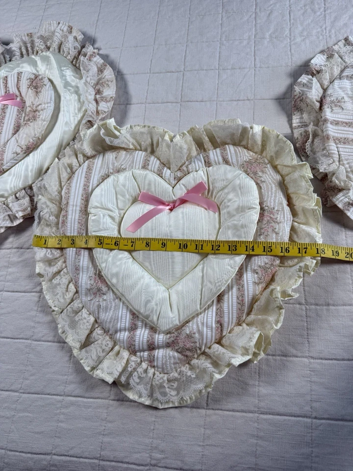 Judi-S Heart & Round Pillow Nursery Girl Decor Set Victorian Cottagecore Lace - Image 4 of 4