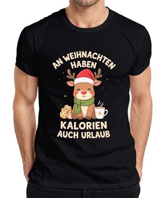 An Weihnachten haben Kalorien Urlaub Rentier Geschenk lustig Herren T-Shirt