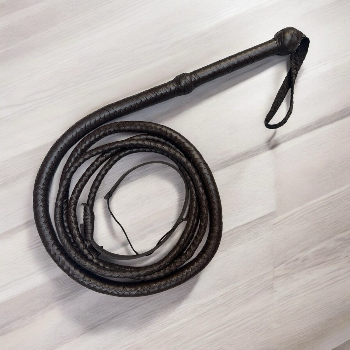 Indiana Jones Bullwhip Genuine Leather Dark Brown 08 Plait