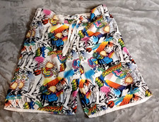 Joe Boxer Swim Trunks Size Large Hawaiin Beach Pool Graffiti Comic Style Pattern