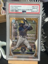 2023 Bowman Chrome Luis Lara 1st Gold Shimmer Refractor # /50 PSA 10 Gem Mint