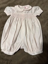Petit Ami Hand Embroidered Smocked Pale Pink Romper Size 3 Months Baby Girl