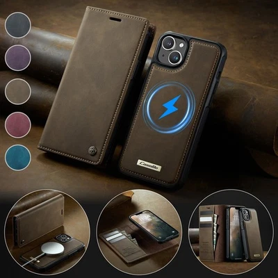XYFENGHUA Removable Wallet Case Leather Flip Cover for iPhone 16e/15/14/13/12/11 Pro Max