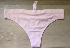 NWT Victoria's Secret Pink Logo Waistband Smooth Seamless Thong String Panties M