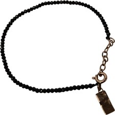 18ct Gold 750 Stamped Black Beaded Rope Bracelet Engraved ANNA Preloved