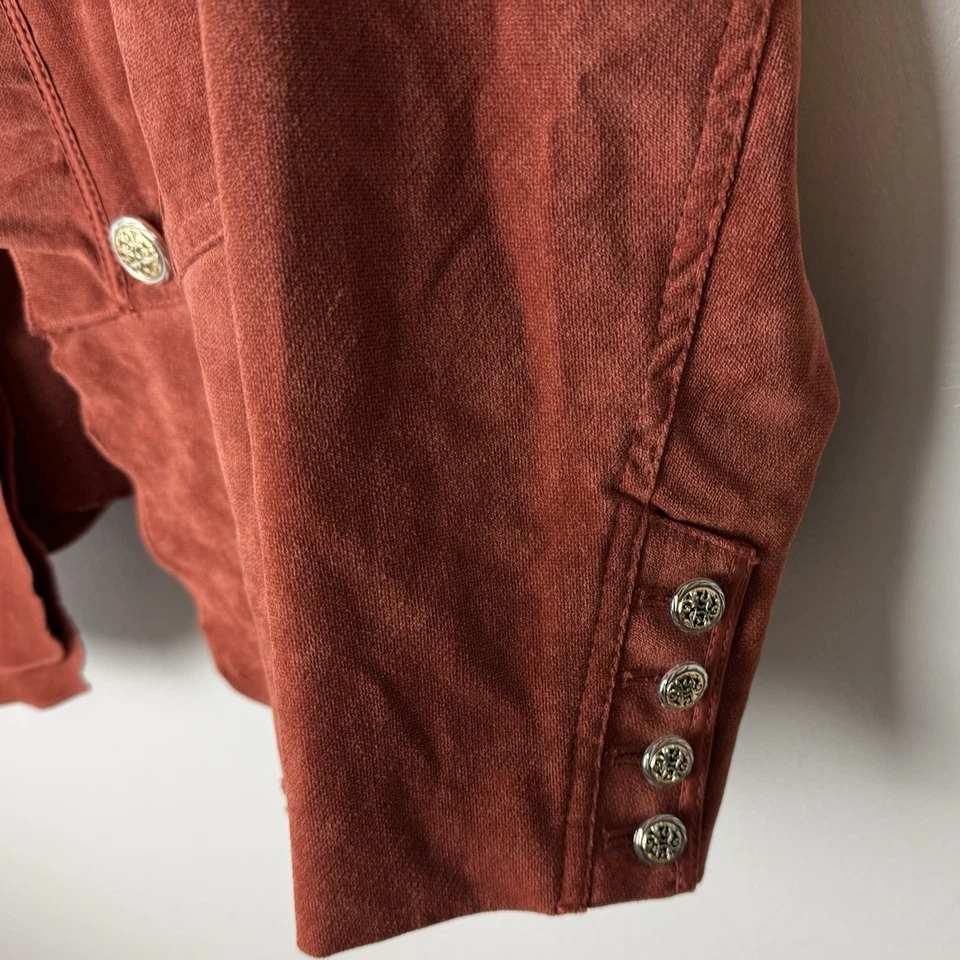 Chaqueta Blazer Militar Dressbarn Talla Grande Naranja Quemado Volantes Filigrana Peplum Foto 4 de 4