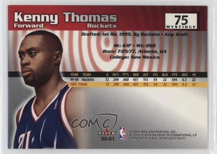 2000-01 Fleer Mystique Kenny Thomas #75 - Image 2 of 2