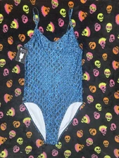 Ethika NWT Women's Pull-On blouse "The Bodysuit" Blue Snakeskin Size XS Size 0