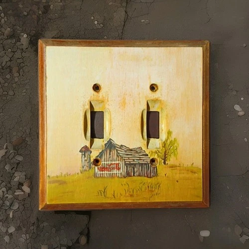 Coca Cola Dual Switch Plate Cover Weathered Barn Motif Vintage 1990s