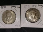 1954-P 1950-D Franklin Half Dollar Coin BU GREAT LUSTER/SILVER