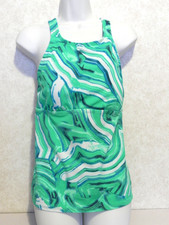 Nike Women's Size L Green/Blue/White Swirl High Neck Tankini Swimsuit Top