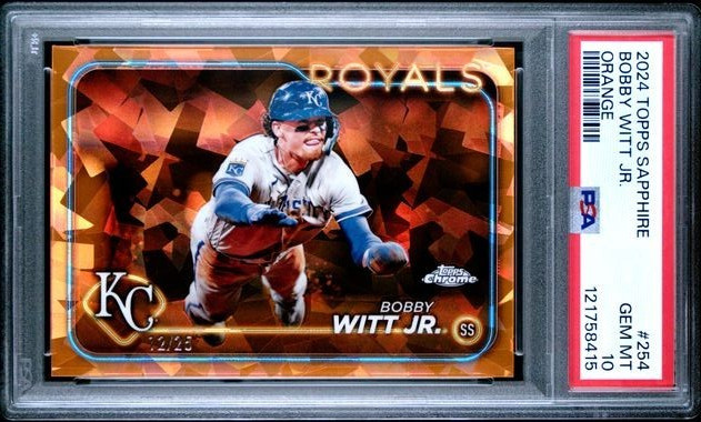 2024 Topps Chrome Sapphire - BOBBY WITT JR - Orange #/25 SP - Royals #254 PSA 10