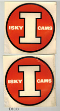 Isky Racing Cams Orange Logo Vtg 1967 Water Slide Decals 2pc Worn Blems Isky Racing Cams Orange Logo Vtg 1967 Water Slide Decals 2pc Worn Blems