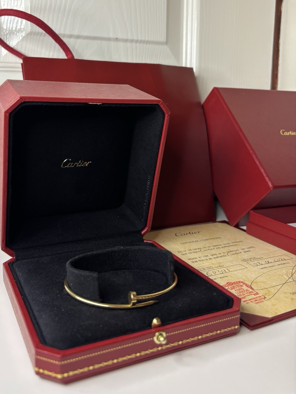 CARTIER Juste Un Clou Bracelet Yellow Gold Size 19 FULL SET