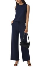 Womens 2 Piece Outfits Air Essentials Sleeveless Tank Crop Top Wide Leg Sweat...