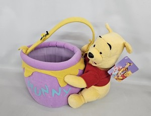 2005 Gemmy Winnie the Pooh Disney Plush Easter Halloween Purple Candy Basket 