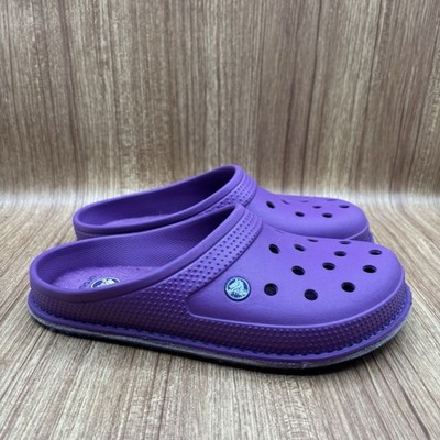 Crocs Dahlia Purple Lodge Slippers Mens 7 Women s 9 Lined Inside Bottom