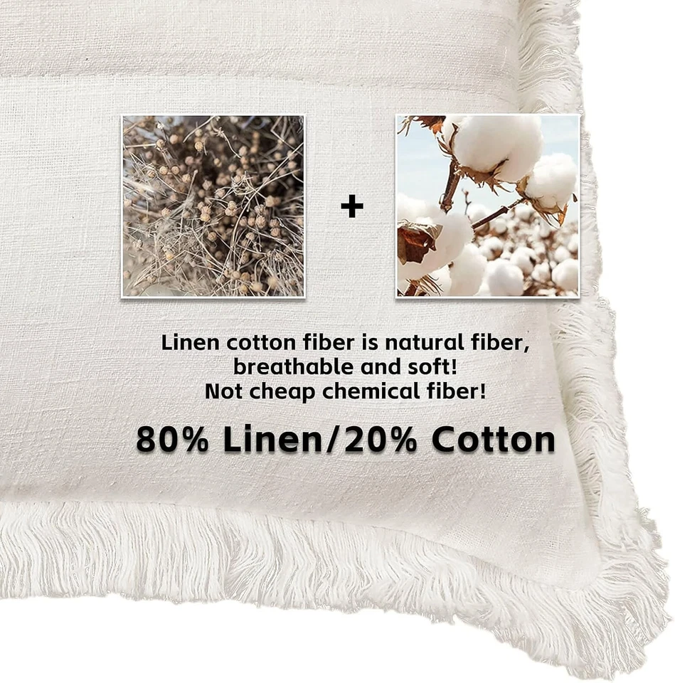 Rustic 20" x 20" Cotton Pillow Covers with Decorative Fringed Tassels - Set of 2 - Image 4 of 4