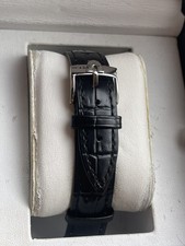 Beautiful 18mm FOR OMEGA Black Leather Strap Bracelet & Stainless Steel Buckle