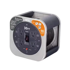 HDX 30 ft. 16/3 Extension Cord Reel with 4 Grounded Outlets & Surge Protector