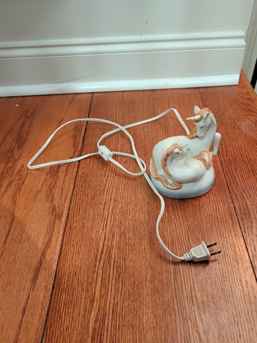 Light Up Unicorn with Baby Ceramic Lamp Works From 1980's Very Good