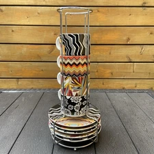 Missoni for Target Stoneware Espresso Coffee Mug / Plate Set With Stacking Rack