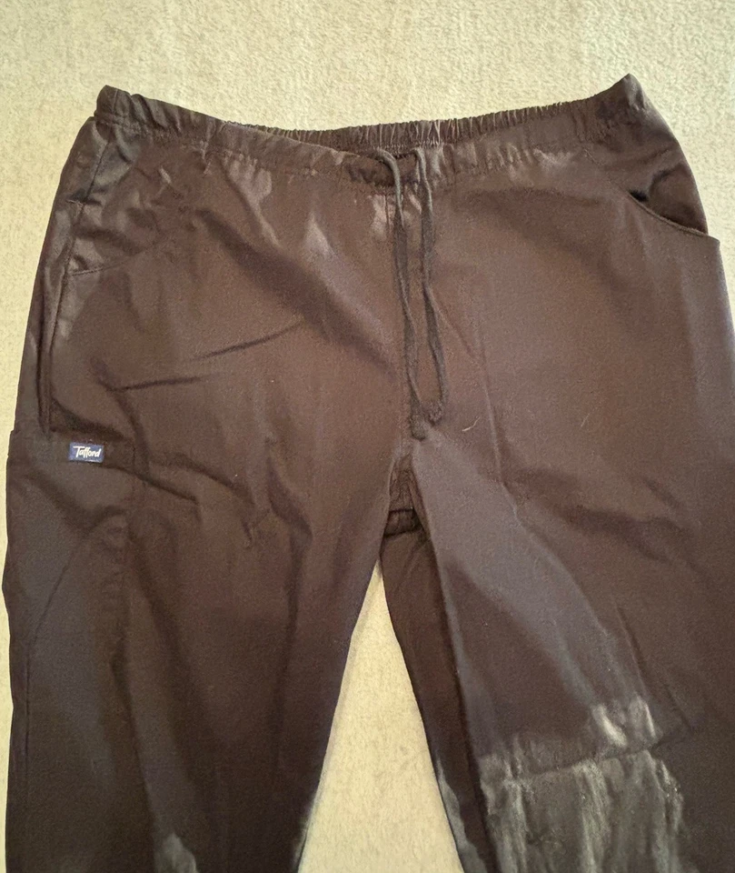 Tafford Pants Unisex Medium Black Medical Scrubs Drawstring Closure Pockets - Image 3 of 4