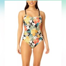 Hurley Caribbean Dreamin Black Tropical One Piece Swimsuit NWT XS Style 1603047